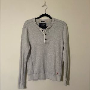 Abercrombie & Fitch Light Grey Henley Muscle Long Sleeve